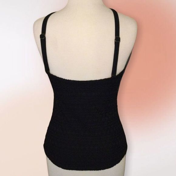 Island Escape Black Lace Halter Top Long Tankini Top Size 6 - Picture 4 of 9